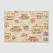 Vintage Teapot Teacup Ephemera  Floral  薄葉紙 (正面)