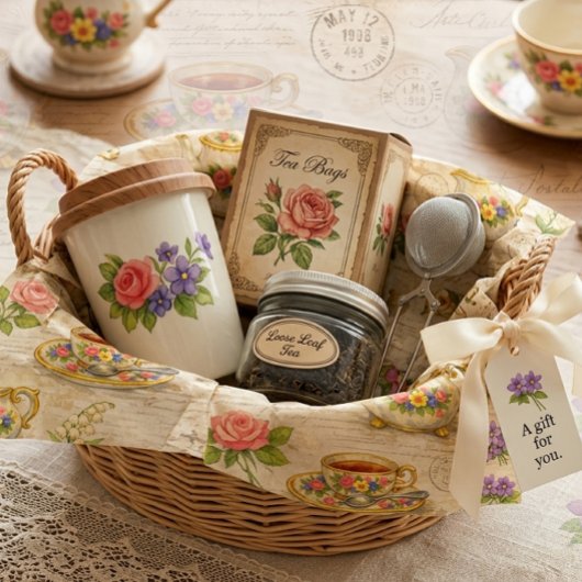 Vintage Teapot Teacup Ephemera  Floral  薄葉紙