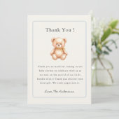 Vintage teddy bear Baby Boy shower サンキューカード (スタンド正面)