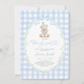 Vintage Teddy Bear Baby Shower Boy 招待状 (正面)