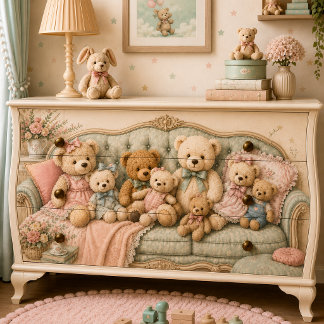 Vintage Teddy Bear Decoupage Paper for Furniture 薄葉紙