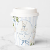 Vintage Teddy bear French Stripes Baby Shower 紙コップ (正面)