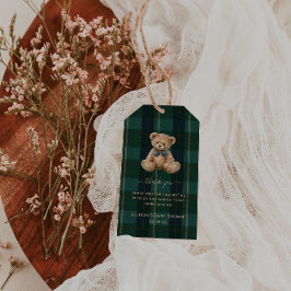 Vintage Teddy Bear Plaid Polo Baby Shower ギフトタグ