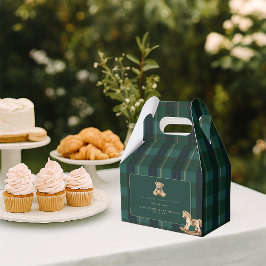 Vintage Teddy Bear Plaid Polo Baby Shower フェイバーボックス