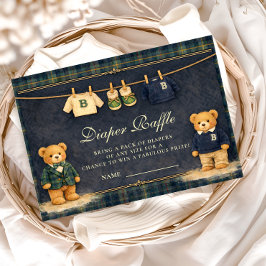 Vintage Teddy Bear Preppy Diapper Raffle エンクロージャーカード