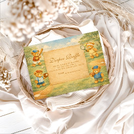 Vintage Teddy Bear Sports Diapper Raffle エンクロージャーカード