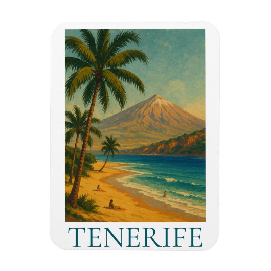 Vintage Tenerife Canary Island Beach Playa Travel マグネット (縦)