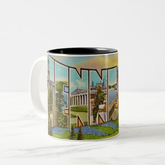 Vintage Tennessee Postcard Mug ツートーンマグカップ (正面左)