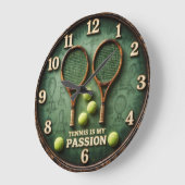 Vintage Tennis Passion Design ラージ壁時計 (傾斜)