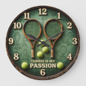 Vintage Tennis Passion Design ラージ壁時計 (正面)