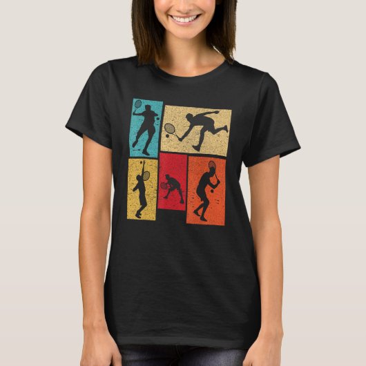 Vintage Tennis Silhouette Retro Vintage Player Tシャツ (正面)