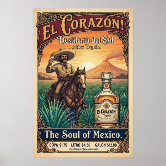 Vintage Tequila Advertising Poster ポスター (正面)