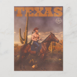 Vintage Texas Cowboy Poster ポストカード