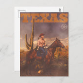 Vintage Texas Cowboy Poster ポストカード (正面/裏面)