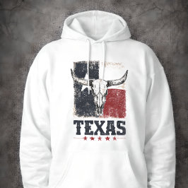 Vintage Texas Longhorn Bull Skull Distressed Flag パーカ
