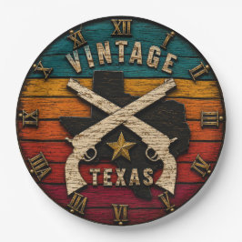 Vintage Texas Rustic Lone Star Western Revolver ペーパープレート