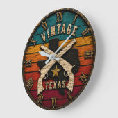Vintage Texas Rustic Lone Star Western Revolver ラージ壁時計 (傾斜)