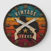 Vintage Texas Rustic Lone Star Western Revolver ラージ壁時計 (正面)