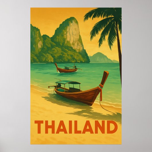 Vintage Thailand Beach Paradise ポスター (正面)