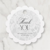 Vintage Thank You White Lace Wedding フェイバータグ (裏面)