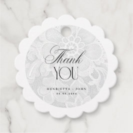 Vintage Thank You White Lace Wedding フェイバータグ