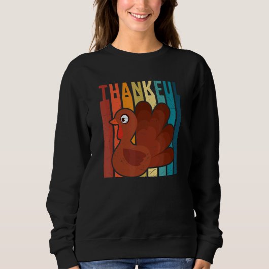Vintage Thankful TurkeyThanksgiving Pilgrim Boys G スウェットシャツ (正面)