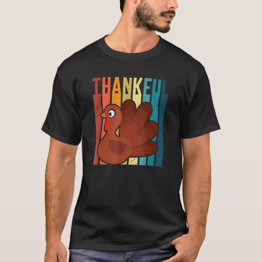 Vintage Thankful TurkeyThanksgiving Pilgrim Boys G Tシャツ (正面)