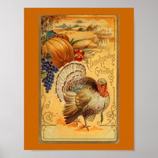Vintage Thanksgiving Greeting ポスター (正面)