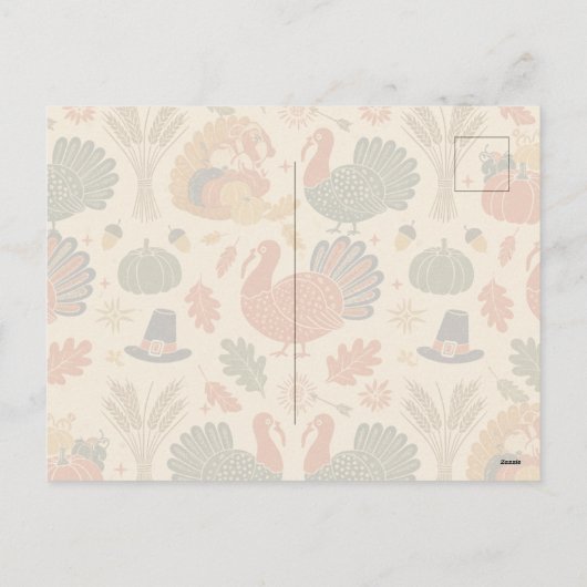 Vintage Thanksgiving Pattern  シーズンポストカード (裏面)