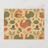 Vintage Thanksgiving Pattern  シーズンポストカード (正面)