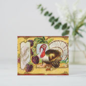Vintage Thanksgiving Turkey and Blackberries  シーズンポストカード (スタンド正面)