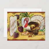 Vintage Thanksgiving Turkey and Blackberries  シーズンポストカード (正面/裏面)