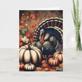 Vintage Thanksgiving Turkey and Pumpkins カード (正面)