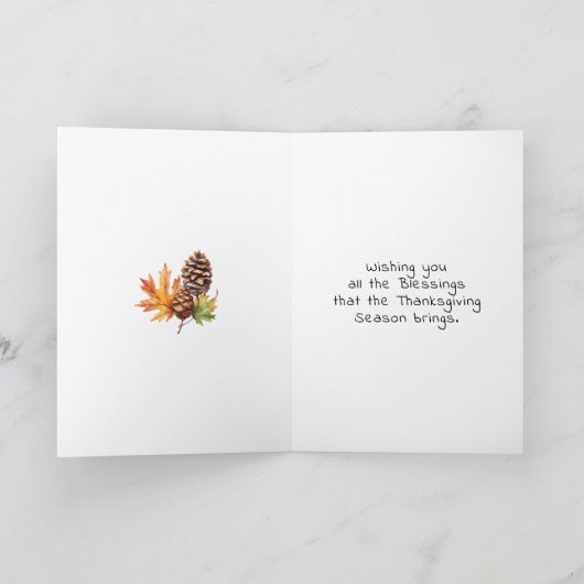 Vintage Thanksgiving Turkey and Pumpkins カード (内部)