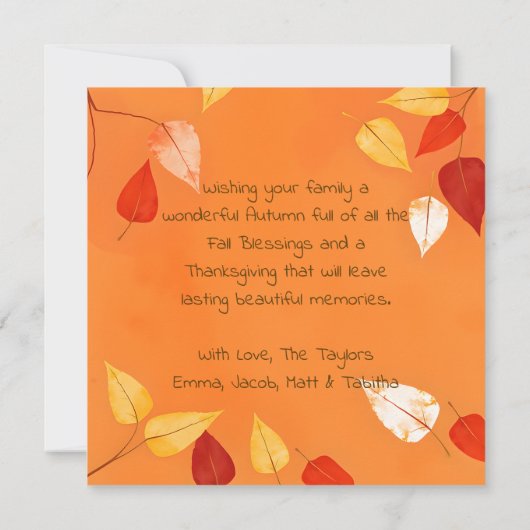Vintage Thanksgiving Turkey and Pumpkins カード (裏面)