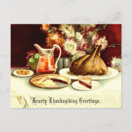Vintage Thanksgiving Turkey & Meal シーズンポストカード