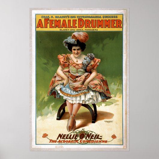 "Vintage theater art-'A Female Drummer" ポスター (正面)