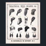 Vintage Theatrical Costume Beards and Wigs ポスター<br><div class="desc">A vintage advertisement for theatrical bears and wigs.</div>