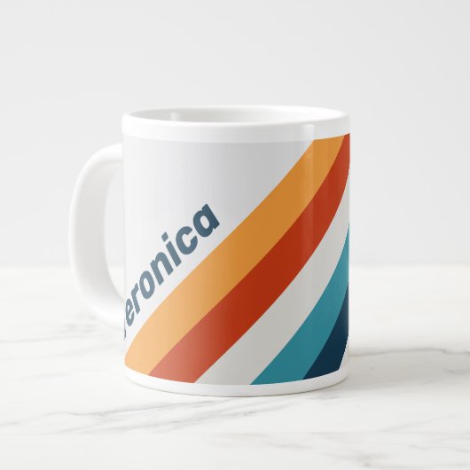 Vintage Thistle Stripes with Name ジャンボコーヒーマグカップ (正面左)