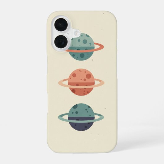 Vintage Three Ringed Moons iPhone 16ケース (裏面)