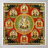 Vintage Tibetan Tantric Buddhism Buddha Mandala ポスター (正面)