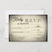 Vintage Ticket Style Wedding RSVP (正面)