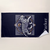Vintage Tiger Navy Blue ビーチタオル (正面)
