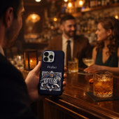 Vintage Tiger Navy Blue iPhoneケース
