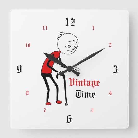 Vintage Time スクエア壁時計 (正面)
