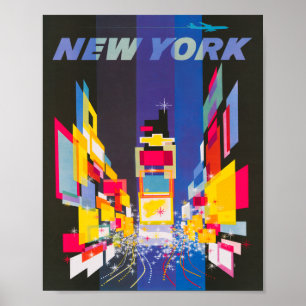 Vintage Time Square Travel Poster ポスター
