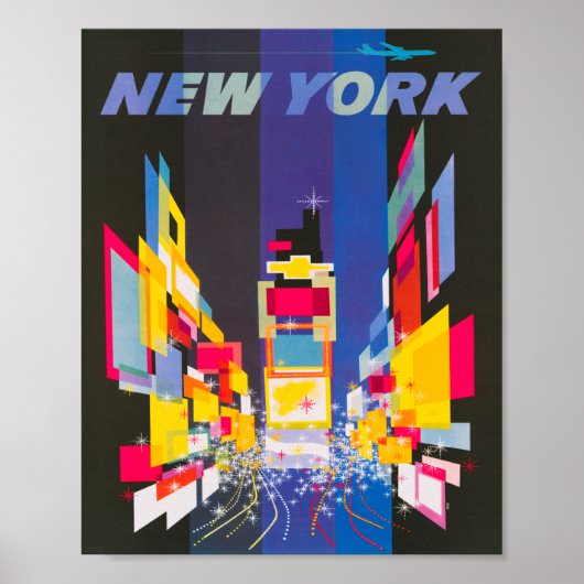 Vintage Time Square Travel Poster ポスター (正面)