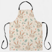 Vintage Tiny Bunny Faces with Roses Pattern エプロン (正面)