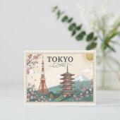Vintage Tokyo Japan Travel Poster Art ポストカード (スタンド正面)