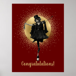 Vintage Top Hat Dancer Congratulations ポスター